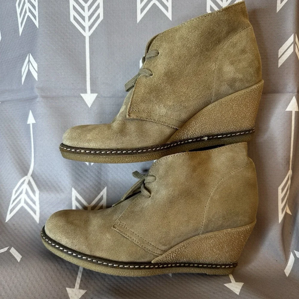 J. Crew Women's‎ Suede Leather McAllister Wedge Boots Sz 7 Sand Lace Up EUC $199